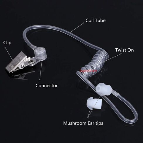 Lsgoodcare Replacement Coil Tube, Acoustic Air Tube Audio Tube with Earbuds Compatible for Motorola Kenwood Icom Midland Two Way Radio Walkie Talkie Ear Piece, Clear White (10Pack) in Saudi Arabia