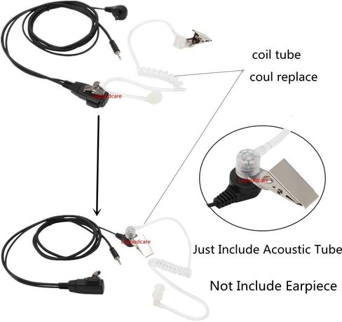 Lsgoodcare Replacement Coil Tube, Acoustic Air Tube Audio Tube with Earbuds Compatible for Motorola Kenwood Icom Midland Two Way Radio Walkie Talkie Ear Piece, Clear White (10Pack) in Saudi Arabia