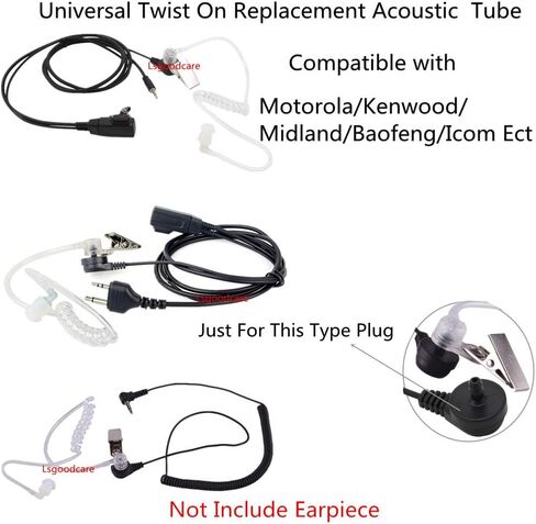 Lsgoodcare Replacement Coil Tube, Acoustic Air Tube Audio Tube with Earbuds Compatible for Motorola Kenwood Icom Midland Two Way Radio Walkie Talkie Ear Piece, Clear White (10Pack) in Saudi Arabia