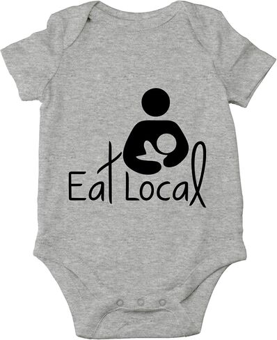 AW Fashions Eat Local- Breastfeeding Cute Novelty Funny Infant One-piece Baby Bodysuit in Saudi Arabia