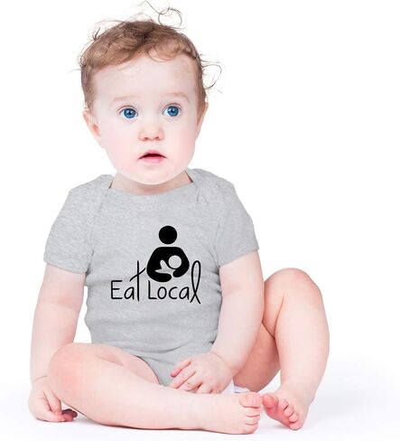 AW Fashions Eat Local- Breastfeeding Cute Novelty Funny Infant One-piece Baby Bodysuit in Saudi Arabia