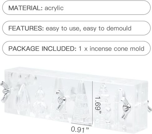ايه بي كرو قالب مخروط بخور اكريليك مع 6 فتحات بتدفق عكسي على شكل برج لصنع البخور لمحبي الحرف اليدوية in Kuwait