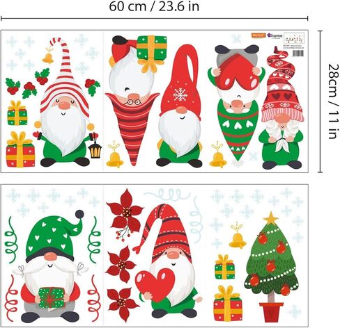 WALPLUS عيد الميلاد نافذة يتمسك زينة عيد الميلاد التخليص عيد الميلاد الجدار ملصق على الوجهين قابلة لإعادة الاستخدام قشر وعصا قابلة للإزالة لغرفة المعيشة الزجاجية التماثيل عيد الميلاد والثلج 63 قطعة in Kuwait