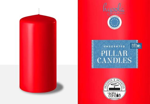 HYOOLA Red Pillar Candles 2-inch x 4-inch - Unscented Pillar Candles - Set of 4 - European Made in Kuwait