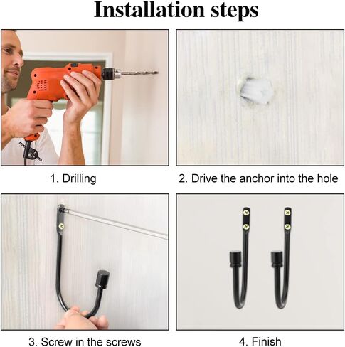 Curtain Tieback Hooks, 1 Pair Heavy-Duty Metal Drapery Tieback Hooks Wall Mounted Drape Holder for Voiles Curtain Holdback (Black) in Kuwait