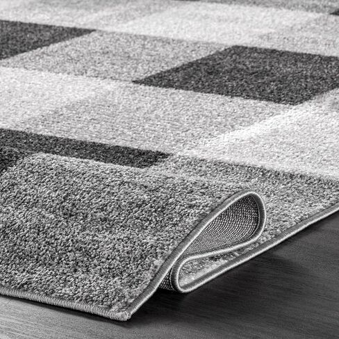 سجادة NuLOOM Aisha Buffalo Plaid Accent، مقاس 2 × 3 بوصة، رمادية، مستطيلة، بسمك 0.4 بوصة in Kuwait