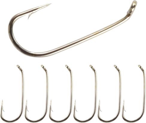 Goture 50pcs Fly Fishing Hooks Dry Fly Tying Hook High Carbon Steel Straight Shank Fishing Tying Jig Hook with Barbed for Nymph, Mosquito, Ant Hook Size 8#-22# in Saudi Arabia