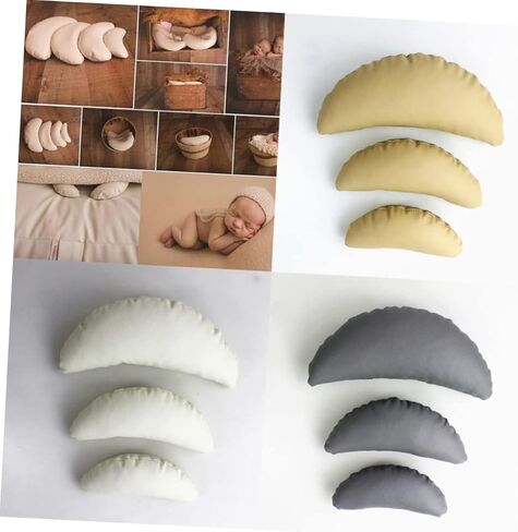 تودمومي وسادة من 3 قطع من سلة التصوير الفوتوغرافي على شكل قمر ولد الفاصوليا ودعائم التصوير البيضاء، وسادة للبنات حديثي الولادة، سلة بيضاء محيطية محشوة مسبقا in Kuwait