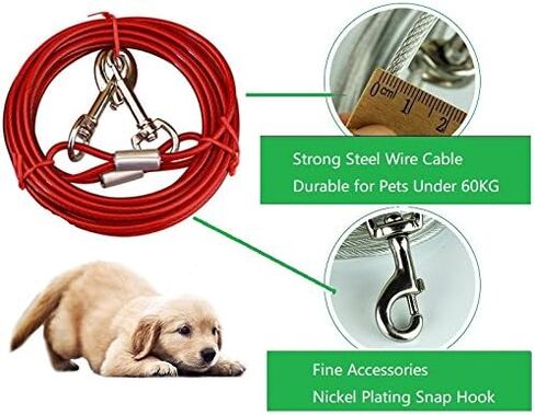 Stainless Steel Pet Dog Tie Out Cable - Double Head Dog Leash Camping Outdoor Tie-Out Cable for Medium Large Pet Dogs (3m/10Ft, Blue) in Kuwait