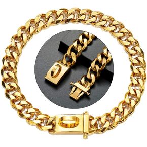 ToBeTrendy سلسلة ذهبية للكلاب طوق 15 ملم طوق سلسلة للكلاب شديدة التحمل مع مشبك معدني للكلاب الصغيرة والمتوسطة والكبيرة (15 ملم، 10 بوصات) in Kuwait