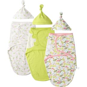 Nearkoi Swaddle Blanket Set for Baby,100% Cotton Swaddling Sack with Caps, Adjustable Sleep Sack,Sleep Bag for Newborn Baby (Flamingo, M) in Kuwait