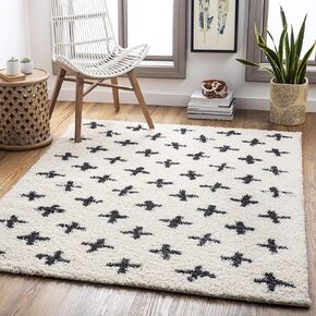 Livabliss Moroccan Soft Mora Shag Runner Area Rug,2'7" x 7'3",Cream/Charcoal in Kuwait