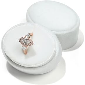 جيه زد تانج صندوق خواتم مخملي بيضاوي الشكل بلون ابيض، حامل عرض خاتم واحد، صندوق تخزين مجوهرات انيق، صندوق هدية للاقتراح والخطوبة والذكرى السنوية وحفلات عيد الميلاد in Kuwait