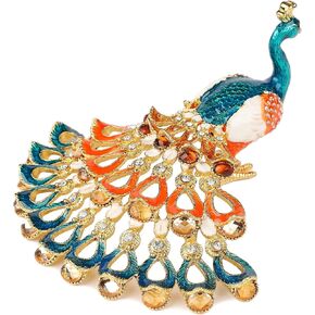 صندوق حلية مجوهرات طاووس ملون من FASSLINO مع حلي حيوانات مطلية يدويًا ومفصلة هدية فريدة للديكور المنزلي in Kuwait