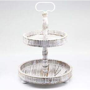 حامل صينية بطبقتين للديكور، صينية ديكور خشبية ريفية لطاولة القهوة المنزلية ومنضدة المطبخ من Witsbrez (غسيل أبيض) in Kuwait