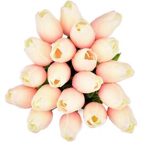 yunshuoa 30pcs Artificial Tulip Bouquets DIY Artificial Silk Handmade Flowers Suitable for Home Room Decoration Wedding Party Decoration (Milky White)