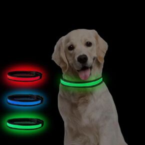 طوق كلاب LED مقاوم للماء من COMOIL، طوق كلب مضيء قابل لإعادة الشحن عبر USB، طوق متوهج قابل للتعديل للمشي والركض والجري في الليل (أزرق XS) in Kuwait