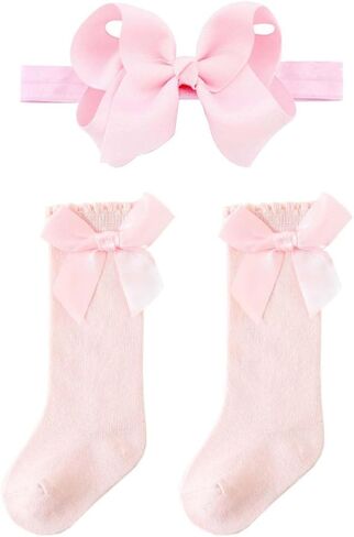 ZCYYYS طفلة جوارب طويلة إلى الركب مع القوس الرضع الصغار تخزين الفتيات الصغيرات جورب طويل تكدرت أنبوب جورب تخزين PWZ01 in Kuwait