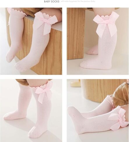 ZCYYYS طفلة جوارب طويلة إلى الركب مع القوس الرضع الصغار تخزين الفتيات الصغيرات جورب طويل تكدرت أنبوب جورب تخزين PWZ01 in Kuwait