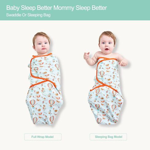 مجموعة بطانية نيركوي للأطفال، كيس قماط قطن 100% مع قبعات، كيس نوم قابل للتعديل، حقيبة نوم للأطفال حديثي الولادة (فلامنغو، M) in Kuwait