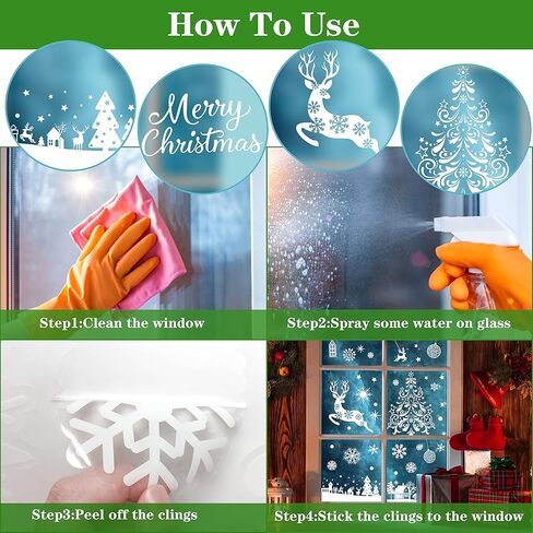 steford الأبيض رقاقات الثلج كبيرة عيد الميلاد نافذة يتمسك الزينة، على الوجهين عيد ميلاد سعيد جل نافذة ملصقات الشارات، ديكور نافذة عيد الميلاد، 120+ قطعة in Kuwait