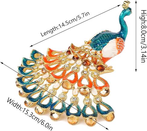 صندوق حلية مجوهرات طاووس ملون من FASSLINO مع حلي حيوانات مطلية يدويًا ومفصلة هدية فريدة للديكور المنزلي in Kuwait