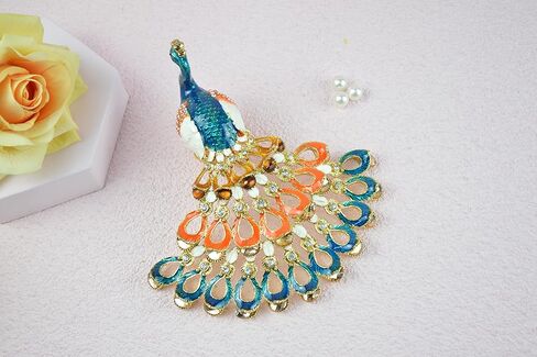 صندوق حلية مجوهرات طاووس ملون من FASSLINO مع حلي حيوانات مطلية يدويًا ومفصلة هدية فريدة للديكور المنزلي in Kuwait