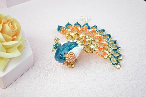 صندوق حلية مجوهرات طاووس ملون من FASSLINO مع حلي حيوانات مطلية يدويًا ومفصلة هدية فريدة للديكور المنزلي in Kuwait