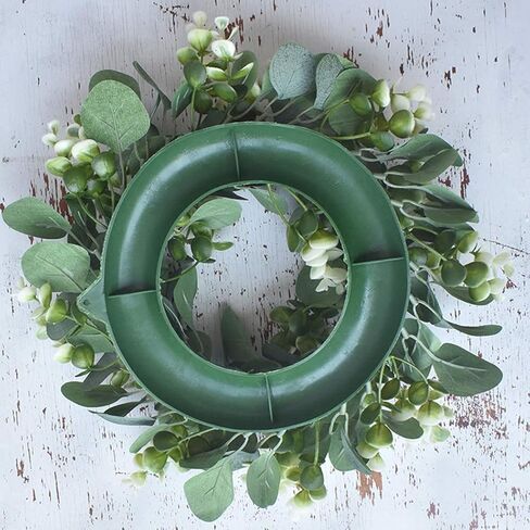 إكليل الأوكالبتوس 25.4 سم، عبوة من قطعتين من غوفيكي، إكليل أخضر صناعي لتزيين المنزل والربيع والصيف والمزرعة in Kuwait