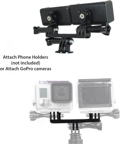 Livestream Gear® - إعداد أجزاء الجهاز المزدوج للبث المباشر أو الفيديو أو الكاميرا الرياضية. احصل على حامل مزدوج، ومحول ثلاثي الأرجل، ومحولين لولبيين؛ الإعداد الكامل. متوافق مع جو برو وآيفون. in Kuwait