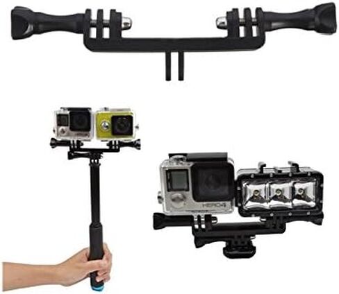 Livestream Gear® - إعداد أجزاء الجهاز المزدوج للبث المباشر أو الفيديو أو الكاميرا الرياضية. احصل على حامل مزدوج، ومحول ثلاثي الأرجل، ومحولين لولبيين؛ الإعداد الكامل. متوافق مع جو برو وآيفون. in Kuwait