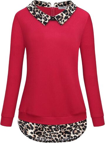 JCZHWQU Women's Classy Lapel Collar Long Sleeve Curved Hem Tunic Sweatshirt in Saudi Arabia