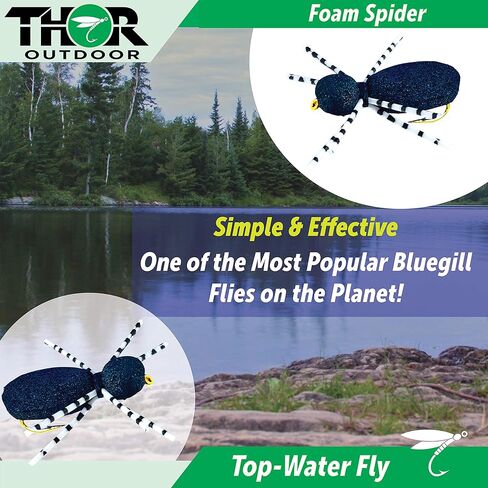 Thor Outdoor Foam Spider Fly Fishing Set – Topwater Dry Flies for Bass, Panfish, and Trout in Kuwait