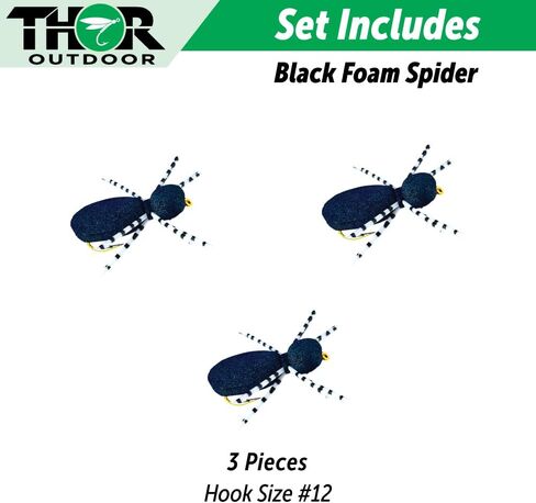 Thor Outdoor Foam Spider Fly Fishing Set – Topwater Dry Flies for Bass, Panfish, and Trout in Kuwait