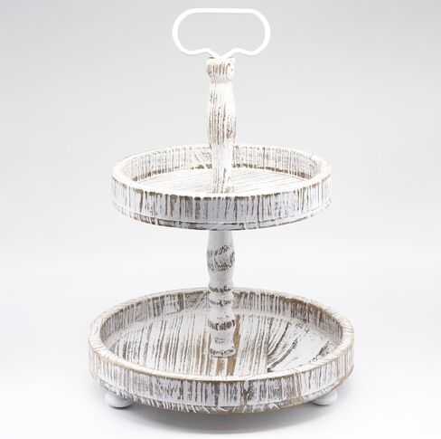 حامل صينية بطبقتين للديكور، صينية ديكور خشبية ريفية لطاولة القهوة المنزلية ومنضدة المطبخ من Witsbrez (غسيل أبيض) in Kuwait