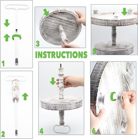 حامل صينية بطبقتين للديكور، صينية ديكور خشبية ريفية لطاولة القهوة المنزلية ومنضدة المطبخ من Witsbrez (غسيل أبيض) in Kuwait