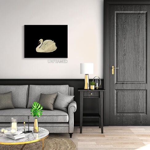 Yaasilinage Antique Swan Canvas Wall Art, Mute Watercolor Animal Pictures, Elegant Swan Art Print Aesthetic Poster, Vintage Dark Academia Painting Decor for Gallery Girls Room 12x16in Unframed in Saudi Arabia