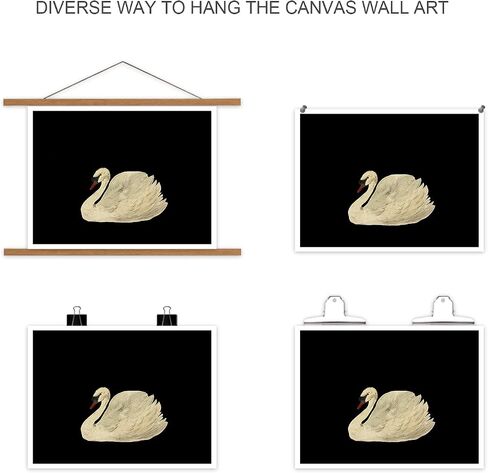 Yaasilinage Antique Swan Canvas Wall Art, Mute Watercolor Animal Pictures, Elegant Swan Art Print Aesthetic Poster, Vintage Dark Academia Painting Decor for Gallery Girls Room 12x16in Unframed in Saudi Arabia