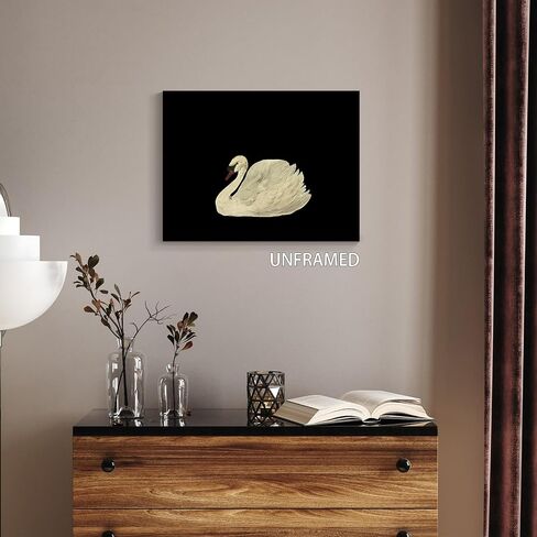 Yaasilinage Antique Swan Canvas Wall Art, Mute Watercolor Animal Pictures, Elegant Swan Art Print Aesthetic Poster, Vintage Dark Academia Painting Decor for Gallery Girls Room 12x16in Unframed in Saudi Arabia