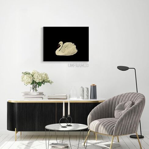 Yaasilinage Antique Swan Canvas Wall Art, Mute Watercolor Animal Pictures, Elegant Swan Art Print Aesthetic Poster, Vintage Dark Academia Painting Decor for Gallery Girls Room 12x16in Unframed in Saudi Arabia