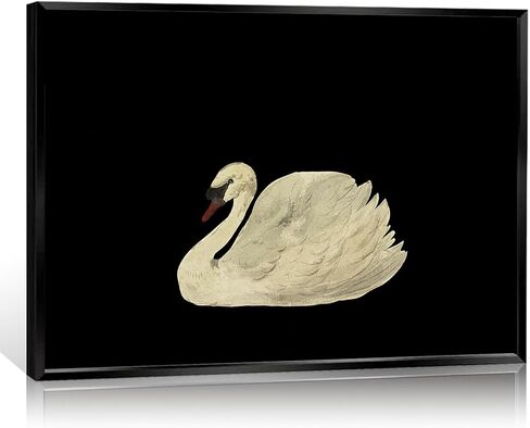 Yaasilinage Antique Swan Canvas Wall Art, Mute Watercolor Animal Pictures, Elegant Swan Art Print Aesthetic Poster, Vintage Dark Academia Painting Decor for Gallery Girls Room 12x16in Unframed in Saudi Arabia