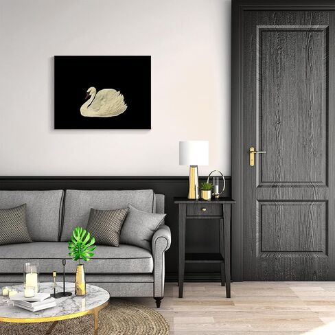 Yaasilinage Antique Swan Canvas Wall Art, Mute Watercolor Animal Pictures, Elegant Swan Art Print Aesthetic Poster, Vintage Dark Academia Painting Decor for Gallery Girls Room 12x16in Unframed in Saudi Arabia