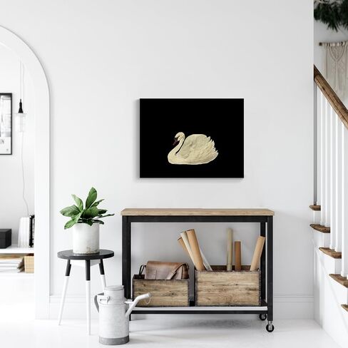 Yaasilinage Antique Swan Canvas Wall Art, Mute Watercolor Animal Pictures, Elegant Swan Art Print Aesthetic Poster, Vintage Dark Academia Painting Decor for Gallery Girls Room 12x16in Unframed in Saudi Arabia