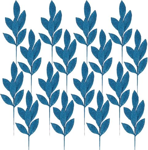 16 Pcs Artificial Glitter Leaves 13.8 Inch Fake Plants Branches Leaf Christmas Tree Picks Sparkling Fillers Sprays for Xmas Wreath Garland DIY Crafts Home Holiday Arrangement Decor (16, Rose Gold) in Saudi Arabia