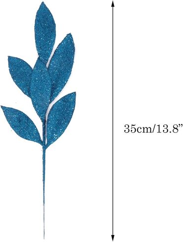 16 Pcs Artificial Glitter Leaves 13.8 Inch Fake Plants Branches Leaf Christmas Tree Picks Sparkling Fillers Sprays for Xmas Wreath Garland DIY Crafts Home Holiday Arrangement Decor (16, Rose Gold) in Saudi Arabia