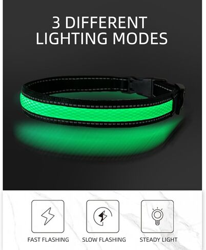 طوق كلاب LED مقاوم للماء من COMOIL، طوق كلب مضيء قابل لإعادة الشحن عبر USB، طوق متوهج قابل للتعديل للمشي والركض والجري في الليل (أزرق XS) in Kuwait