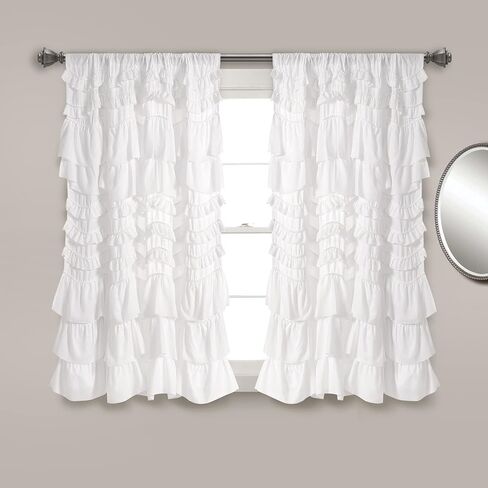 Lush Decor Kemmy Window Curtain Panel (Single), 63" Long x 52" Wide, White in Saudi Arabia