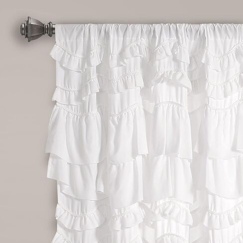 Lush Decor Kemmy Window Curtain Panel (Single), 63" Long x 52" Wide, White in Saudi Arabia