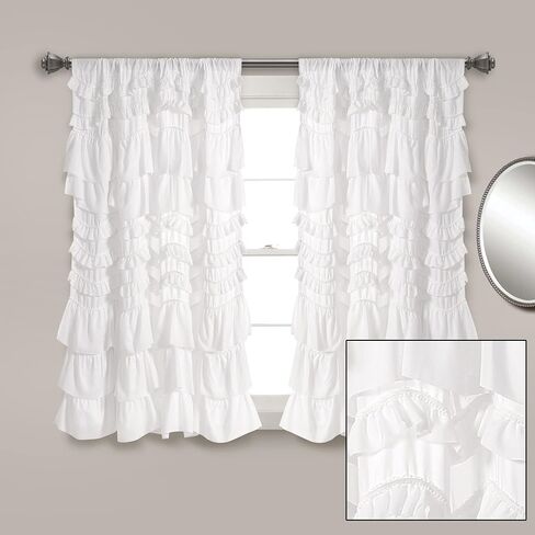 Lush Decor Kemmy Window Curtain Panel (Single), 63" Long x 52" Wide, White in Saudi Arabia