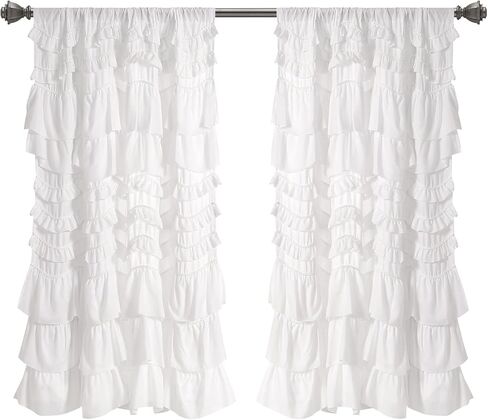 Lush Decor Kemmy Window Curtain Panel (Single), 63" Long x 52" Wide, White in Saudi Arabia